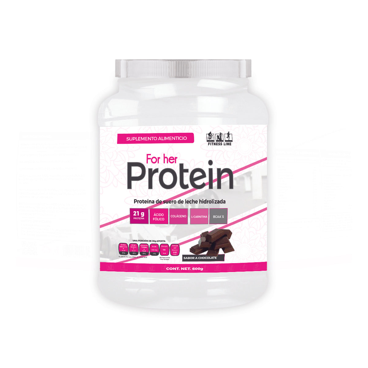 Proteina + carnitina + acido folico y mas/ sabor chocolate 600GR